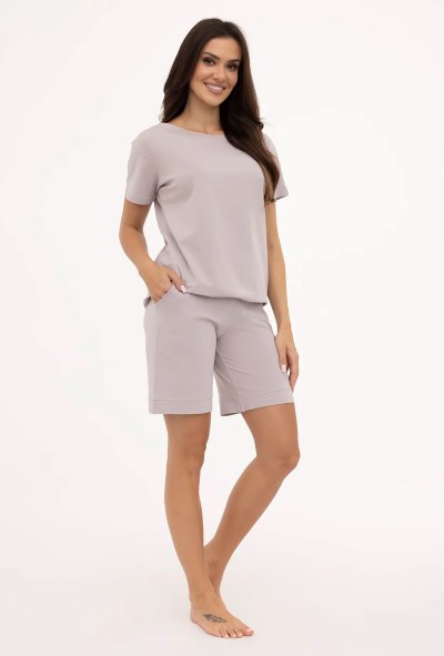 Dámske bavlnené krátke pyžamo SOLO-sivé