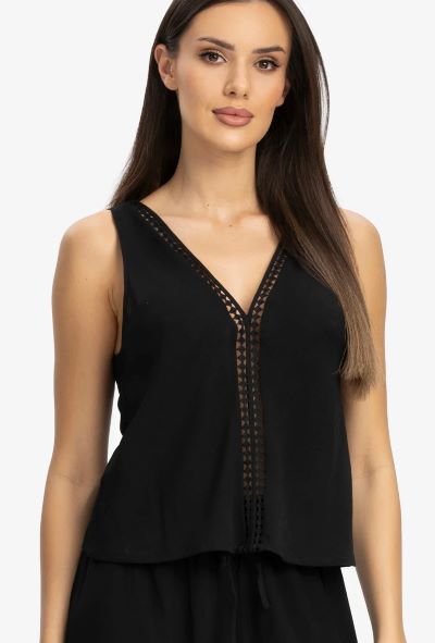 Čierny top s V výstrihom Monaco