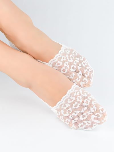 Ponožky do balerínok s leopardím vzorom - biele