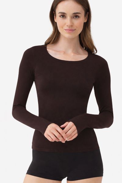 Tričko s dlhým rukávom hnedé - dark choco