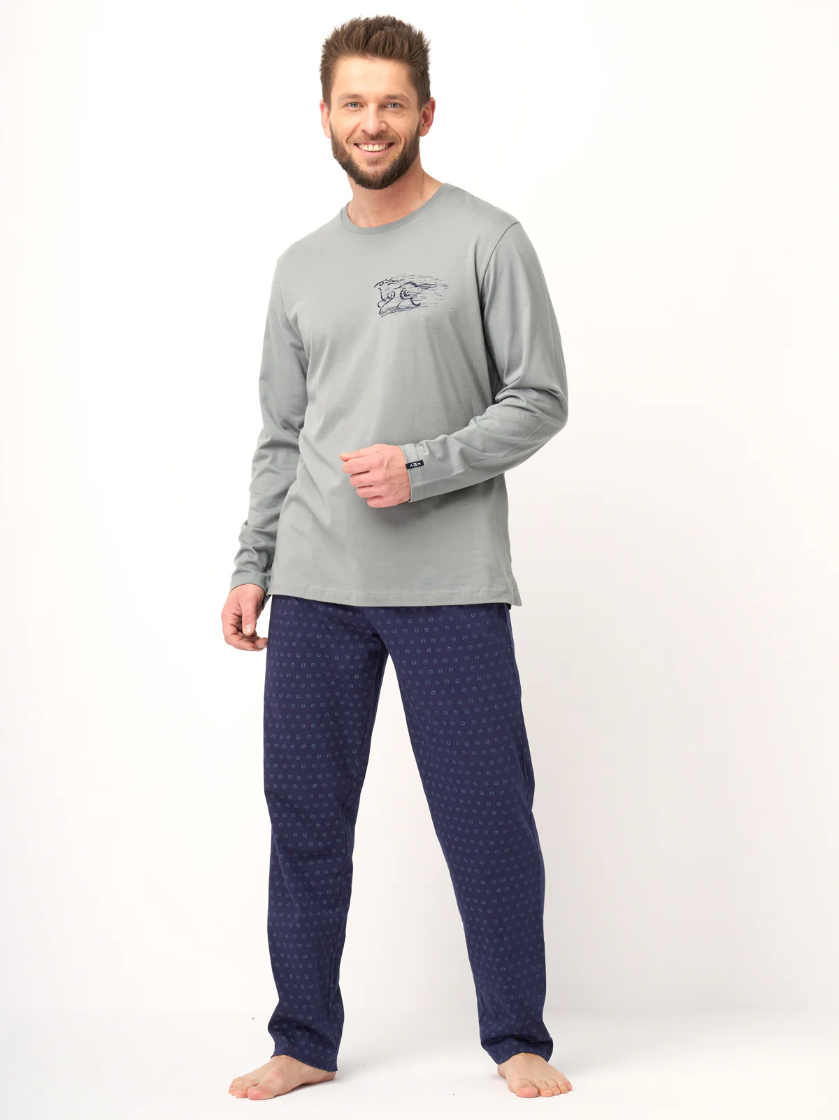Pánske bavlnené pyžamo s dlhým rukávom MNS 612