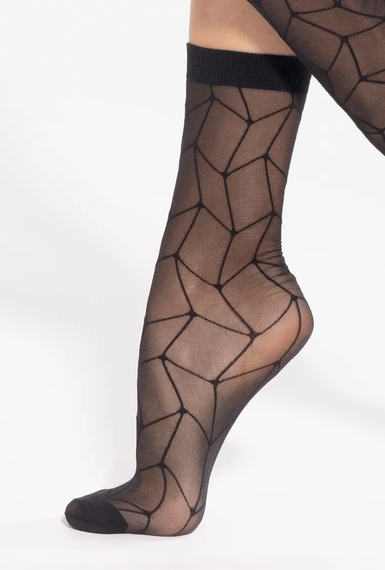 Vzorované silonkové ponožky čierne TRENDY 17