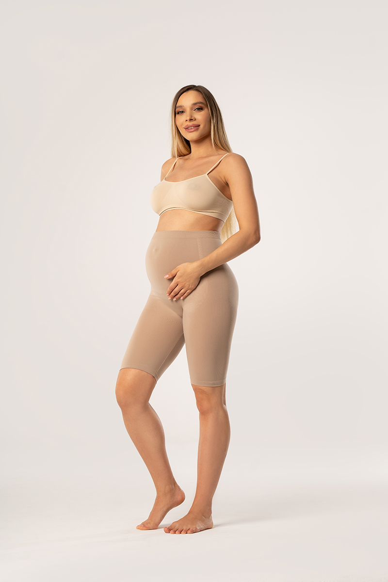 Tehotenské krátke legíny béžové BELLA MAMA 