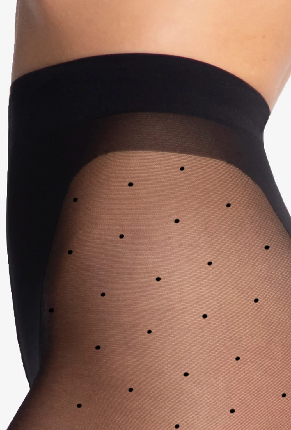 Bodkované pančuchy Q-EKO & DOTS čierne