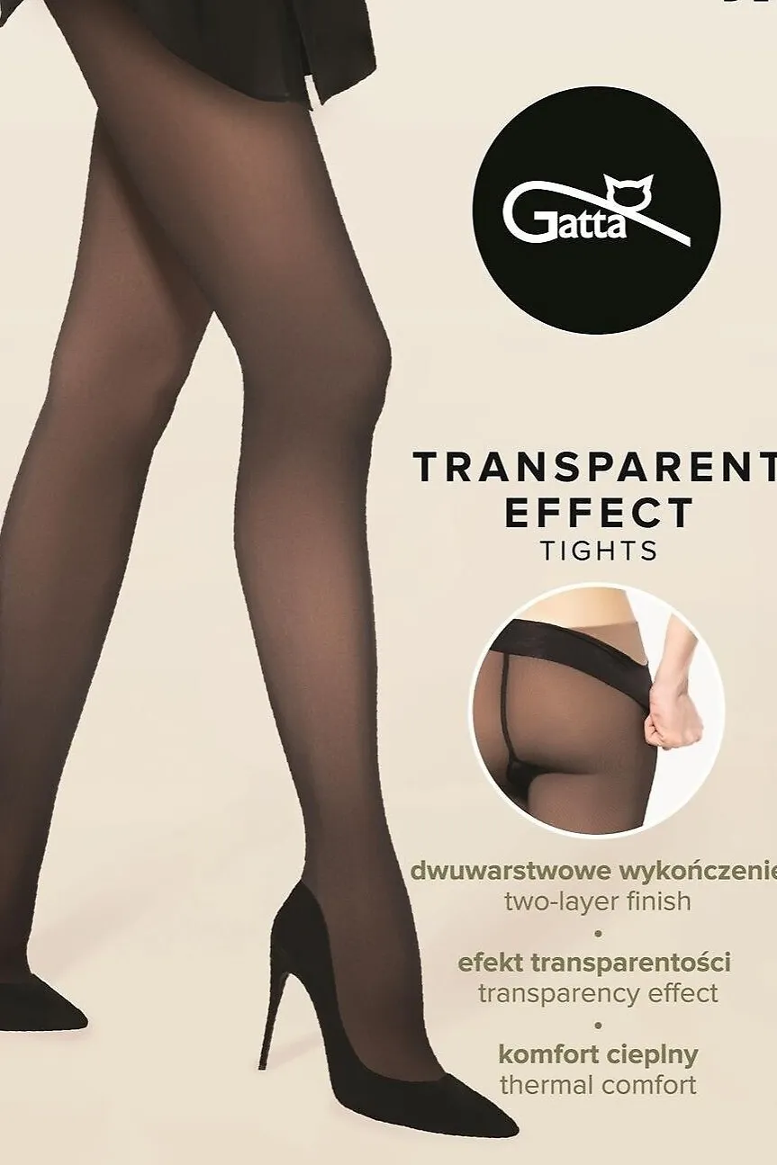 Zateplené pančuchy Transparent effect 50 DEN - hnedé